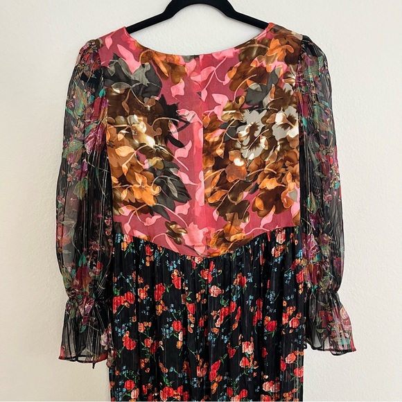 Whimsigoth Sheer Floral Long Sleeve Midi Dress Romantic Garden Style - Picture 10 of 15